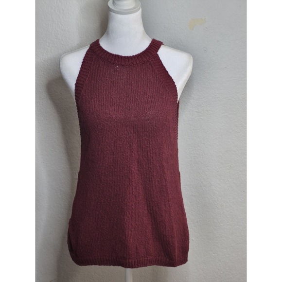 Maeve Sweaters - Anthropologie Maeve Ribbed Halter‎ Knit  Sleeveless Sweater Top Size M Maroon